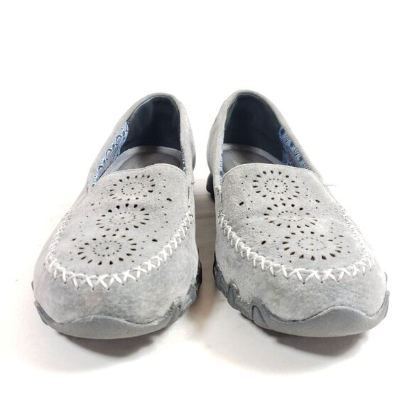 Skechers Womens Size 6 Relaxed Fit Gray Suede Slip-On Loafers Casual Shoes - Picture 7 of 9